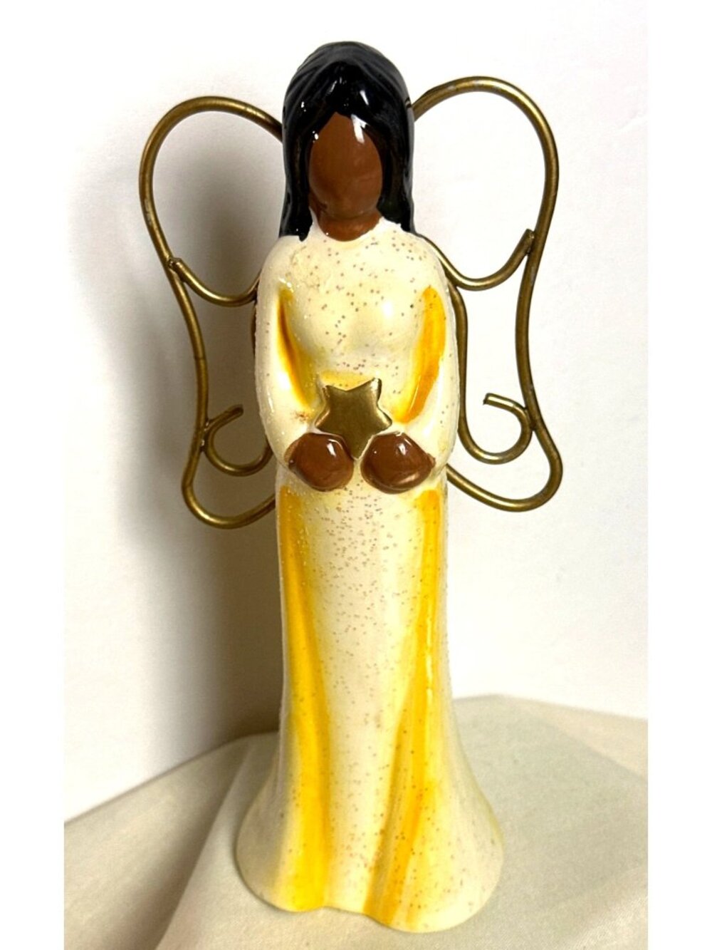 African American Angel Figurine Ceramic 7"